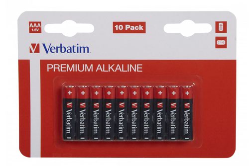 VER49874 | Verbatim's AAA batteries are the smallest model in the Verbatim range. They are recommended for use in devices such as MP3 players, cameras and toys that require constant power for long periods of time.