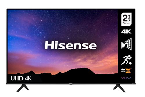 Hisense A6G 55 Inch 3840 x 2160 4K Ultra HD Resolution 60Hz Refresh Rate 1x USB 2.0 Port 3x HDMI Ports Black Smart TV