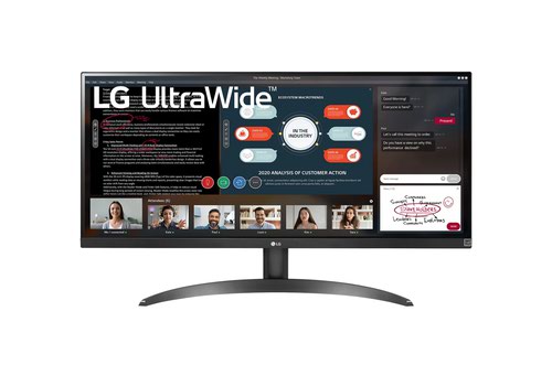 8LG29WP500 | UltraWide™ Full HD resolution (2560x1080) offers 33% more screen space in width than the FHD resolution (1920x1080) display, giving an aspect ratio of 21:9. Easily manage textbooks, lectures, conversations and searches in a single view and turn the wide screen into your favourite online classroom.