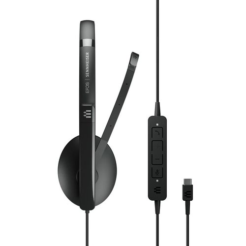 On-ear single-sided USB headset with in-line call control, optimized for UC professionals. Work your way with a stylish, comfortable headset designed for the demands of today’s hybrid workplace with superior sound.Experience the elegant and comfortable ADAPT 100 Series. The headsets that adapt to you and your device, whatever device you are using. Enjoy exceptional audio quality and superior sound while soft earpads provide all day comfort. The series includes Microsoft Certified and UC optimized variants with or without ANC so you can block out noise disturbances instantly and enjoy a seamless call experience wherever you go. With flexible connectivity, it’s simply plug and play – working remotely, at the office or on the go.Work in style with an elegant headset designed for the smart office. Experience flexibility and comfort with large on-ear noise-damping earpads and a discreet boom arm that folds neatly away into the headband. Choose ANC variants to effectively block out distracting noises in the office instantly. Choose between UC optimized and Teams Certified variants. Jump straight into Microsoft Teams meeting with dedicated Teams’ button, while smart audio technologies give you peace of mind to focus and boost productivity.Turn any space into your study space with an elegant and superior audio tool. Listen and learn with great sound, while the foldable boom arm and exceptional microphone clarity ensures a good call experience during lectures and group calls. Smart audio technologies reduce noise disturbances to enable you to focus and concentrate on the task at hand, while the lightweight fold-flat design with comfortable earpads makes it easy to carry around.Experience an audio tool that adapts to you wherever you go. Lightweight, foldable and portable, the headset is designed for today’s hybrid workplace with EPOS Voice™ technology and a noise-cancelling microphone. Enjoy a seamless call experience wherever you work, while smart audio technologies and noise-damping earpads ensure a disruption-free workplace, anywhere. With variants optimized for UC and certified for Microsoft Teams, you can optimize your performance however and wherever you work.Included in the box:Headset, acoustic foam ear pad/s mounted on headset, cable with call control (USB-A/USB-C), quick guide, safety guide, compliance sheet