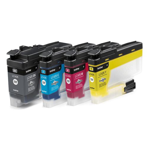 BRLC426VAL | Looking for a cartridge that offers effortless performance every time you print? The Brother LC426VAL multipack (including black, cyan, yellow and magenta ink cartridges), with colour fade resistant properties guarantees smooth, reliable and top quality printouts from your first to your last print. Our perfectly balanced inks ensure your printer stays working at its best. Brother consider the environmental impact at every stage of your ink cartridge life cycle, reducing waste at landfill. All our hardware and ink cartridges are built to have as little impact on the environment as possible.  Genuine Brother LC426VAL ink cartridges - worth it every time.
