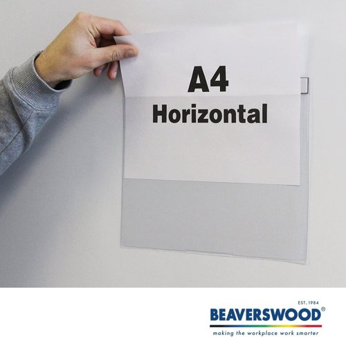 Beaverswood Magnetic Industrial Strength Document Pockets A4 Horizontal Clear (Pack 10) - MP4H/10