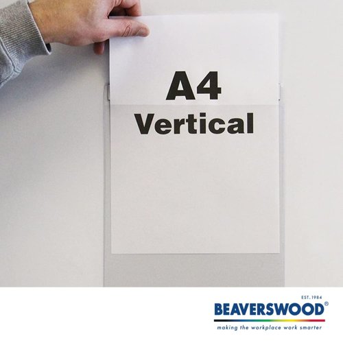 Beaverswood Magnetic Industrial Strength Document Pockets A4 Vertical Clear (Pack 10) - MP4V/10