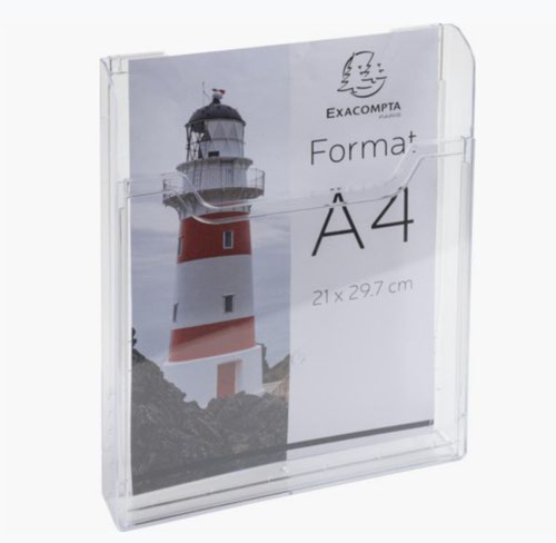 94875EX | Clear polystyrene wall box literature display holder in A4 format.
