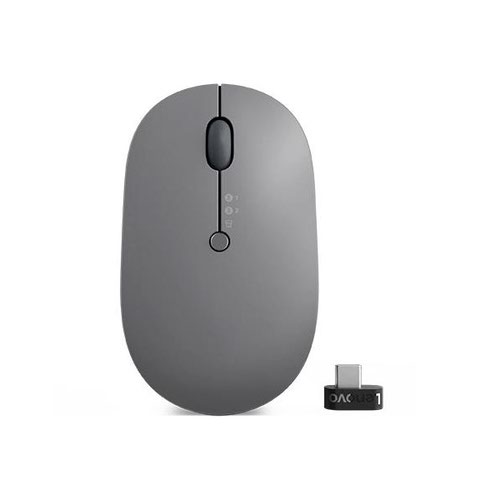 Lenovo Go Ambidextrous RF Wireless Plus Bluetooth Optical 2400 DPI Multi Device Mouse Grey Lenovo