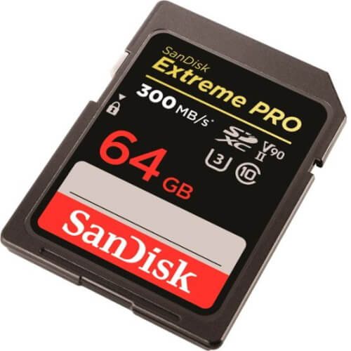 SanDisk Extreme PRO 64GB U3 V90 Class 10 300MBS Read Speed Memory Card