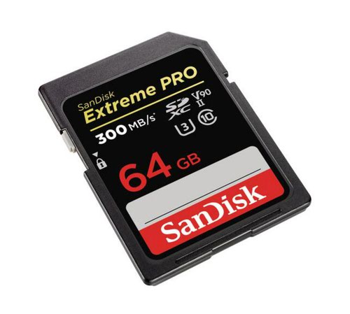 SanDisk Extreme PRO 64GB U3 V90 Class 10 300MBS Read Speed Memory Card