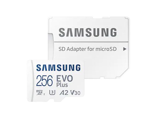 Samsung EVO Plus 256GB V30 A2 UHSI Class 10 MicroSDXC Memory Card and Adapter