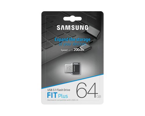 Samsung MUF 64AB 64GB Fit Plus USB3.1 Flash Drive Grey Silver Samsung