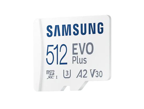 Samsung EVO Plus 512GB V30 A1 UHSI Class 10 MicroSDXC Memory Card and Adapter