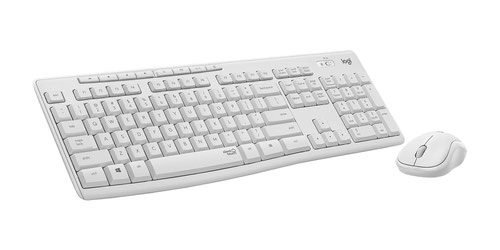 Logitech MK295 Silent Full Size Straight QWERTY UK International Wireless Keyboard and Ambidextrous Buttons Mouse Off White Logitech
