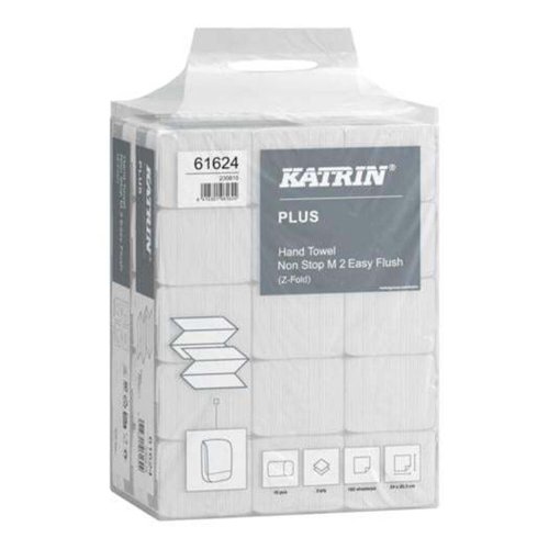 Katrin Plus Hand Towel EasyFlush M2 Pack x15pcs (Pack of 2400) 61624