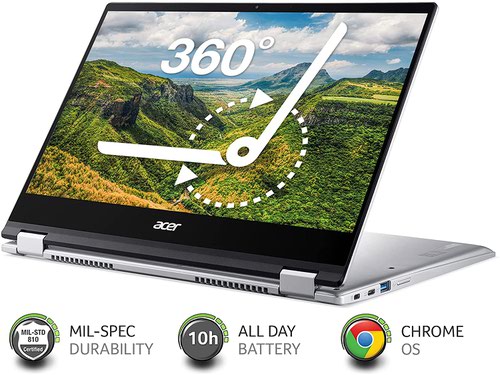 Acer Chromebook Spin 514 CP514 1H 14 Inch Touchscreen AMD Ryzen 5 3500C 8GB RAM 128GB eMMC Chrome OS Silver Notebook Acer