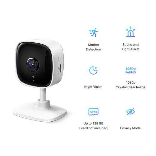 TP Link Tapo WiFi IP 1080p Home Security Camera Night Vision Motion Detection Alarms and 2 Way Audio