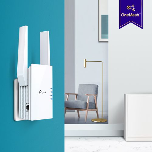 8TPRE605X | Boost your wi-fi.Works with any Wi-Fi router to eliminate Wi-Fi dead zones, and blanket your home with stable, super-fast, seamless Wi-Fi via OneMesh™.RE605X is more than a traditional range extender. It creates a Mesh network by connecting to a OneMesh™ router for seamless whole-home coverage.A single router has limited WiFi coverage and always causes WiFi dead zones. RE605X wirelessly connects to your existing router and boosts more WiFi signals throughout your home, allowing you to enjoy smooth WiFi 6 network experiences everywhere with great speed, capacity, and coverage.