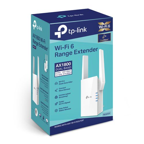 TP Link AX1800 Dual Band Gigabit Ethernet WiFi Range Extender White Home Plug Network 8TPRE605X