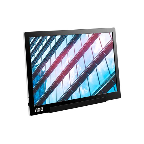 8AOI1601P | Ultra-light, portable, one cable solutionThe AOC I1601P is the super light 15,6” FHD portable monitor featuring USB-C and optional USB DisplayLink with a smart cover to protect it. This wide vision IPS display weights only 800 grams and sports a sleek, elegant design. Easy access to the OSD via AOC i-Menu, it changes from landscape to portrait mode with the auto-pivot function for maximum convenience.