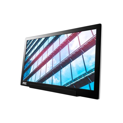 8AOI1601P | Ultra-light, portable, one cable solutionThe AOC I1601P is the super light 15,6” FHD portable monitor featuring USB-C and optional USB DisplayLink with a smart cover to protect it. This wide vision IPS display weights only 800 grams and sports a sleek, elegant design. Easy access to the OSD via AOC i-Menu, it changes from landscape to portrait mode with the auto-pivot function for maximum convenience.