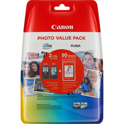 Canon PG540L/CL541XL Black/Colour Photo Value Ink Cartridge L & XL 11ml & 15ml - 5224B007