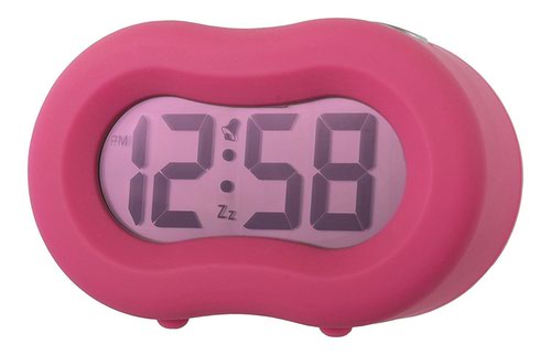 67484AT | Acctim is delighted to offer Vierra alarm clock with soft touch silicon rubber case in a modern design. This alarm clock features a large LCD display which lights up at the touch of a button. It also comes with Smartlite technology so it's easily viewed at night. A bright, green backlight illuminates the clock display when the room gets darker and the backlight is automatically turned off in bright conditions for longer battery life.