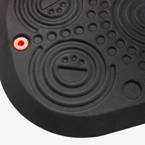 11336FL | Deluxe anti-fatigue mat to provide optimum support and comfort.Ergonomic debossed  surface features provide foot massage and promoted movement for extra fatigue relief.An anti-slip base and contoured, curl-proof edging ensures stability.The soft polyester cover is comfortable and warm underfoot and is complete with an inbuilt anti-microbial ingredient to protect the mat from microbial deterioration.Designed for comfort on larger areas to relieve the strain of prolonged standing.