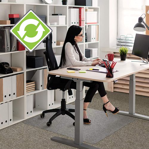 Floortex Floor Protection Mat Ecotex Evolutionmat StdPile Carpets Up To 9mm Pile Height Polymer 50% Recycled 120 x 130cm Transparent UFRECO114851EP Floortex Europe Ltd