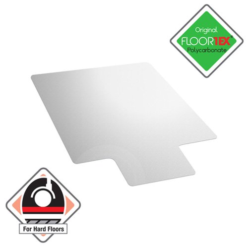 11105FL - Floortex Floor Protection Mat Cleartex Ultimat Made of Original Floortex Polycarbonate for Hard Floors 119 x 89cm with Lip Transparent UFR128919LR