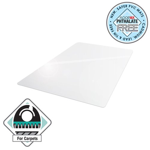 Floortex Floor Protection Mat Cleartex Antimicrobial Phalate Free Vinyl Std Pile Carpets Up To 9mm Pile Height 115x134cm Transparent UFRAB1113426EV Floortex Europe Ltd