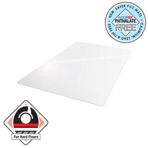 11028FL - Floortex Chairmat Valuemat Phalate Free PVC for Hard Floors 120 x 150cm Transparent UFR1215017EV