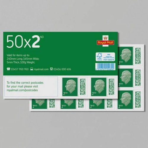 Royal Mail 2nd Class Postage Stamps (Pack 50) - BBS2
