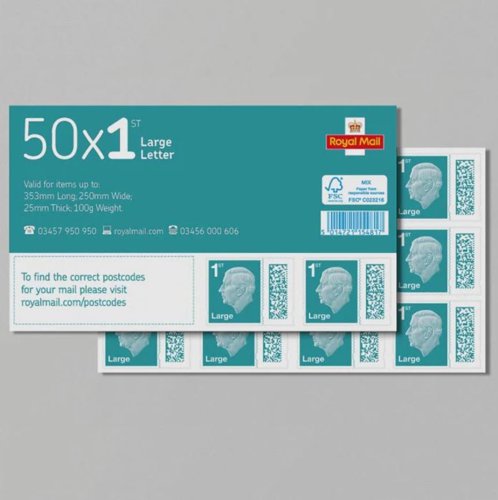 Royal Mail Barcoded Postage Stamps 1st Class LARGE Letter BBSL1 [Sheet 50] *Sale Conditions Apply**