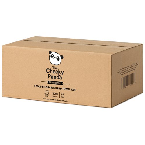 Cheeky Panda Sustainable V Fold Flushable Bamboo Hand Towel (Pack 3200) - VHANDTW20