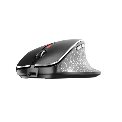 CH09570 | The Cherry MW 8C Ergo is an ergonomic mouse for right-handed users. Medium and large hands in particular glide smoothly and easily across the table with this wireless mouse. The thumb rest is exceptionally comfortable and it is easy on the wrist. The materials used to manufacture the MW 8C Ergo are of the highest quality. Mouse buttons made of anodized aluminium and side panels with a trendy Voronoi pattern complement each other perfectly. Featuring a metal mouse wheel, 4 level adjustable sensor ready for use with 4K monitors and resolution up to 3200dpi. With the high-precision sensor that works on almost all surfaces, even glass. Includes a velvet smooth transport pouch.