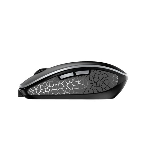 CH09725 | The Cherry MW 9100 USB wireless mouse has a compact design that nestles right into your hand. The mouse has 3 different resolution levels and using the handy DPI button, you can easily switch between 1000, 1600 and 2400 dpi. The MW 9100 can be connected to your device using Bluetooth or the 2.4GHz radio receiver. Using the slide switch on the bottom of the wireless mouse, you can easily change between either connection mode. In both cases, the transmission is carried out using AES-128 encryption. One charge of the lithium-ion battery lasts several weeks, but when the battery is low, the mouse charges conveniently via the included USB-C cable while you continue working.