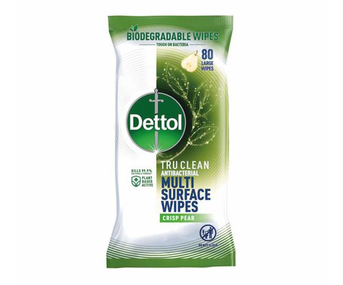 Dettol Tru Clean Multi Surface Wipes Crisp Pear 80 sheets [Pack]