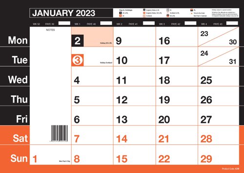 ValueX Monthly Memo Calendar A3 2023 A3M