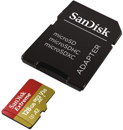 SanDisk 128GB Class 10 MicroSD Memory Card and Adapter