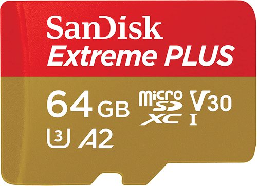 SanDisk Extreme Plus 64GB MicroSDXC U3 UHD 4K A2 V30 Memory Card with SD Card Adapter SanDisk