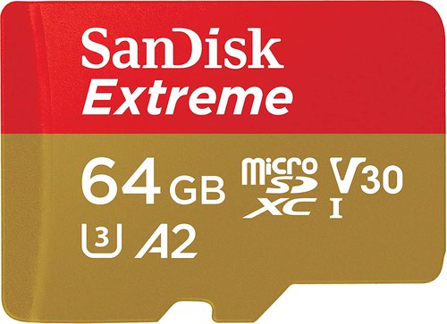 SanDisk Extreme 64GB Class 10 MicroSDXC Memory Card and Adapter Flash Memory Cards 8SDSQXAH064GGN6