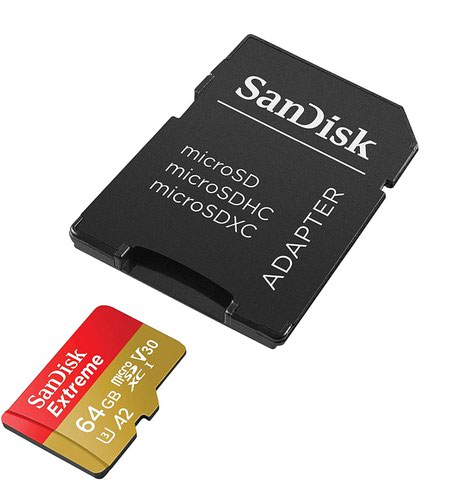 SanDisk Extreme 64GB Class 10 MicroSDXC Memory Card and Adapter SanDisk