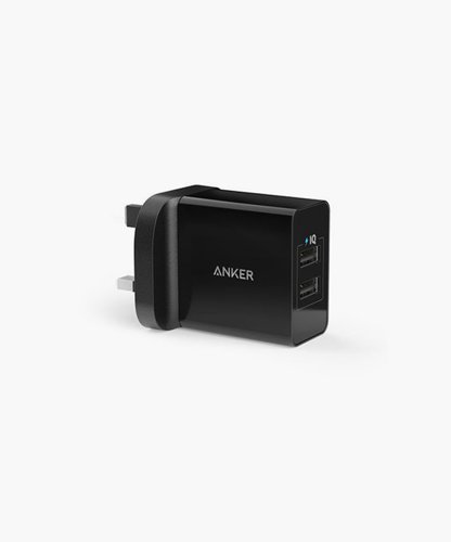 Anker 24W 2 Port UK Indoor Wall Charger Black