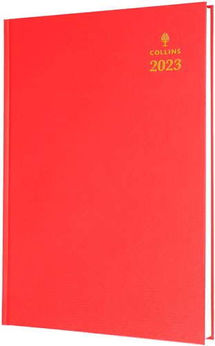 Collins 52 Desk Diary A5 Day To Page 2023 Red 52.15-23
