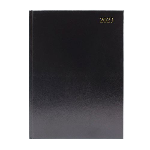 Diary A4 Day To A Page (Saturday Sunday Full Page) 2023 Black