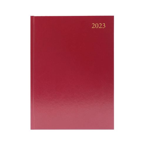 Diary A4 Day To A Page (Saturday Sunday Full Page) 2023 Burgundy
