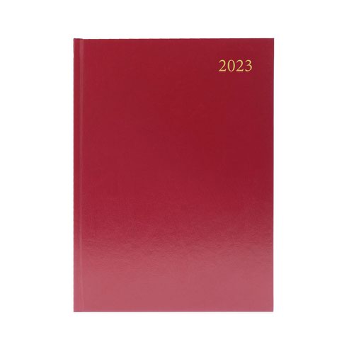 Diary A4 Day To A Page Appointments (Saturday Sunday Full Page) 2023 Burgundy