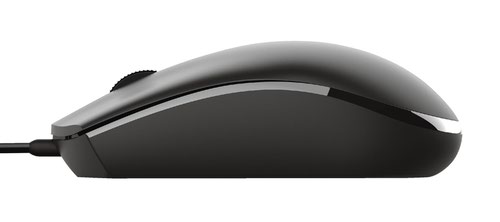 The Trust TM-101 Wired Mouse features a three-button configuration, scroll wheel and an optical sensor for reliable and responsive control. It offers multi-use plug and play operation with a standard wired USB connection. The mouse provides a comfortable fit in either hand.