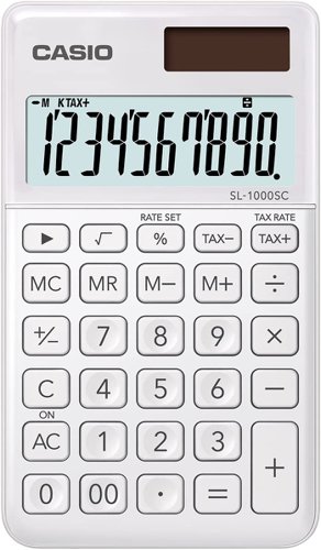 Casio White Pocket Calculator SL-1000SC-WE-WK-UP