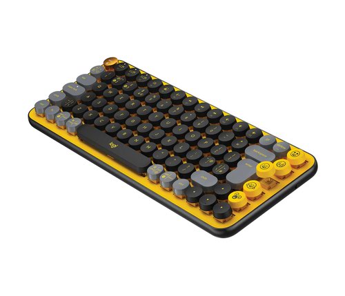 8LO920010573 | Unleash personality onto your deskspace and beyond with POP Keys. Pair with a matching POP Mouse, let your true self shine with a statement desktop aesthetic and fun customizable emoji keys. Shout your inner retro out loud with a bold combination of black, grey and arcade game yellow. Make a performance with POP Keys in Blast.