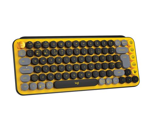 Logitech Pop Keys RF Wireless Bluetooth QWERTY UK English Mechanical Keyboard Blast Yellow 8LO920010573 Buy online at Office 5Star or contact us Tel 01594 810081 for assistance
