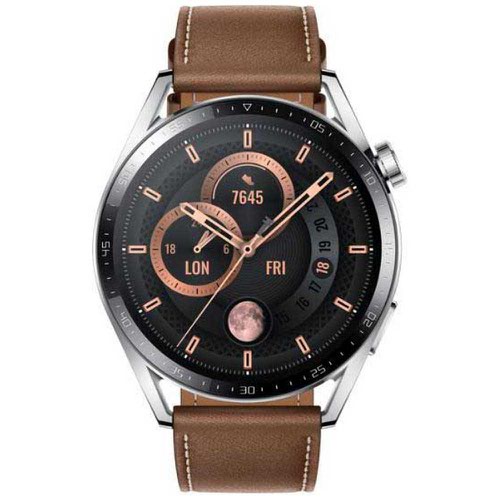 Huawei Watch GT3 46mm AMOLED Stainless Steel GPS 4GB ROM Bluetooth 5.2 Harmony OS Brown Leather